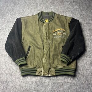Vintage Dual Control Varsity Jacket Mens Medium Wool Leather Bomber 90s
